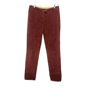 J. McLaughlin Terracotta Velveteen Women Pant Sz 8 Rust Corduroy Slim Fit Casual